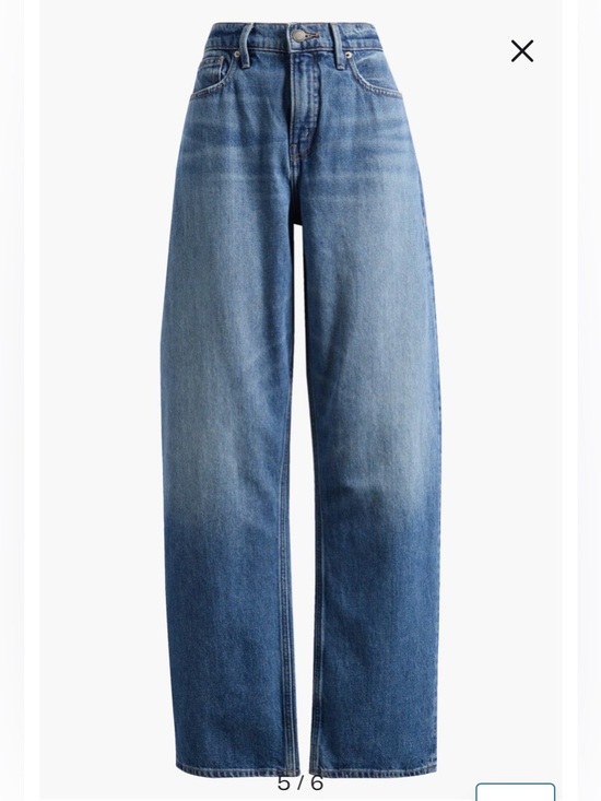 Good American Good Barrel Relaxed High Rise Wide Tapered Denim Jeans 4 27w/32L - Picture 6 of 17